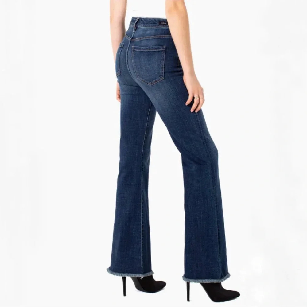 Liverpool Flare Button Fly Frayed Hem Jeans LM4430CH1 Size 6/28 Missoula - Picture 3 of 11